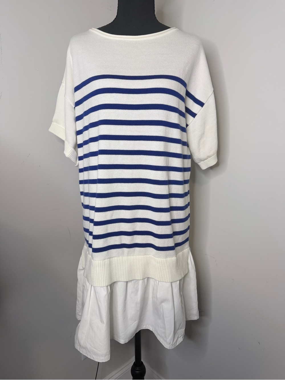 Gilli White Dress with Blue Stripes